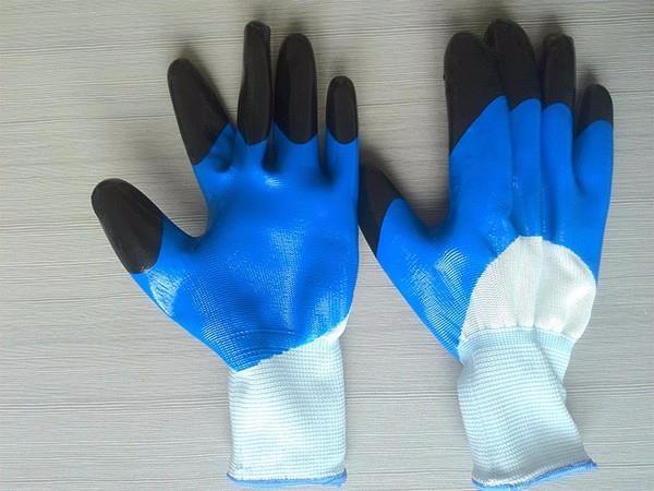 13-pin polyester gloves Half-impregnated nitrile Reinforced finger
